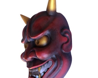 般若 能面 | 赤鬼面 | 手彫り・手描き木製 | 伝統演劇の複製 | 博物館