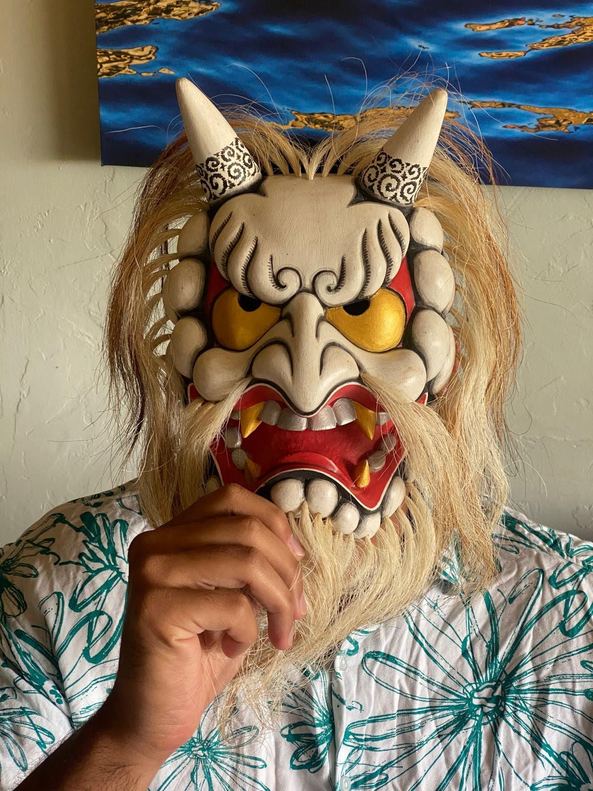 山の神 能面 | 山の神 | 手彫り・手描き木製 | 伝統演劇の複製