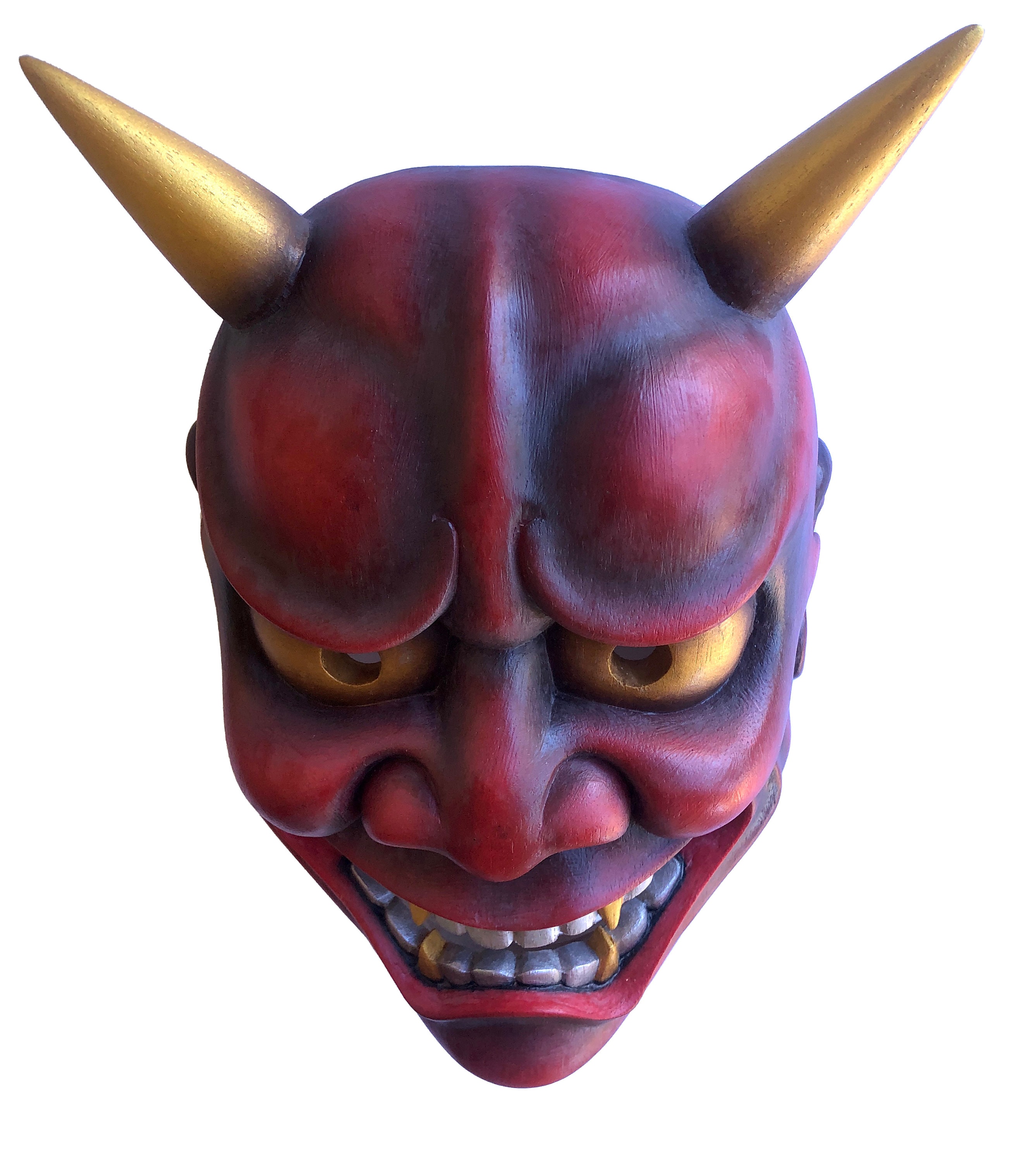 般若の能面｜赤鬼の面｜手彫り・手描きの木製｜伝統演劇の複製｜博物館