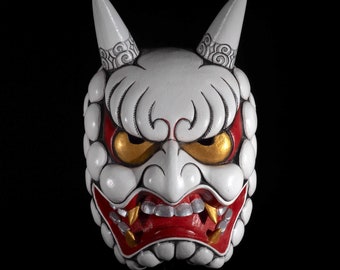 Great Devil God Japanese Noh Mask -- Daikijin  Hand Carved Hand Painted Wood Style A