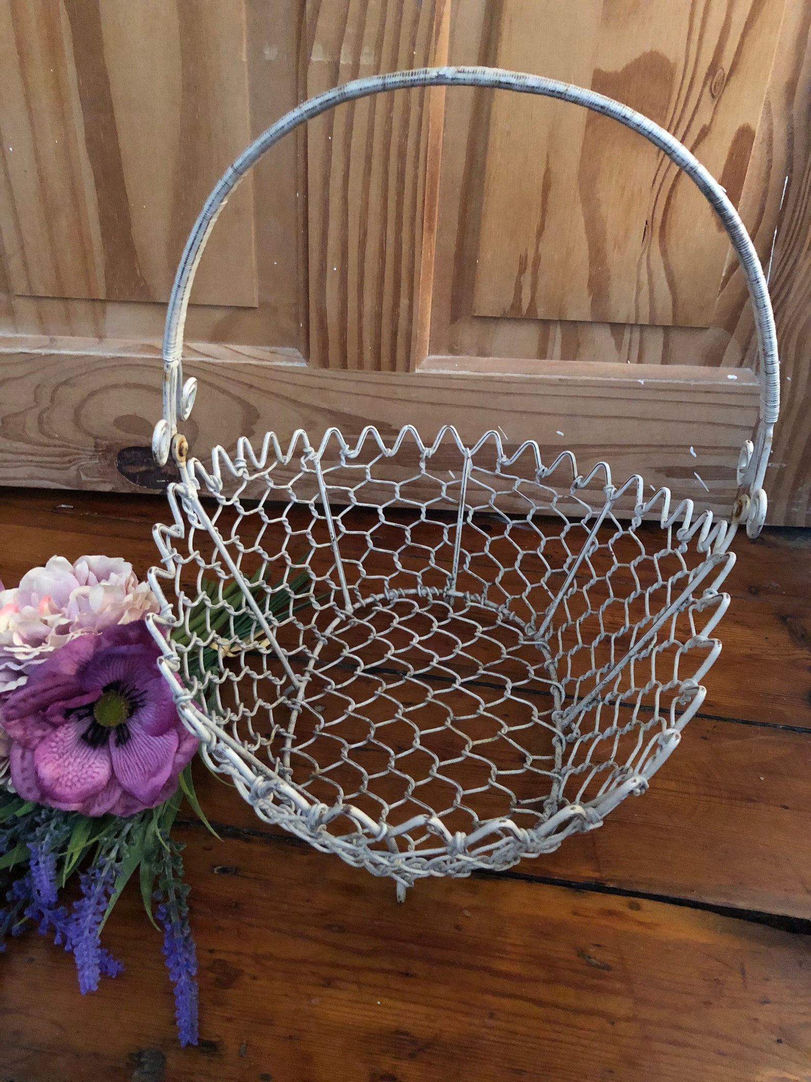 Shabby Chic Metal Storage Basket Etsy