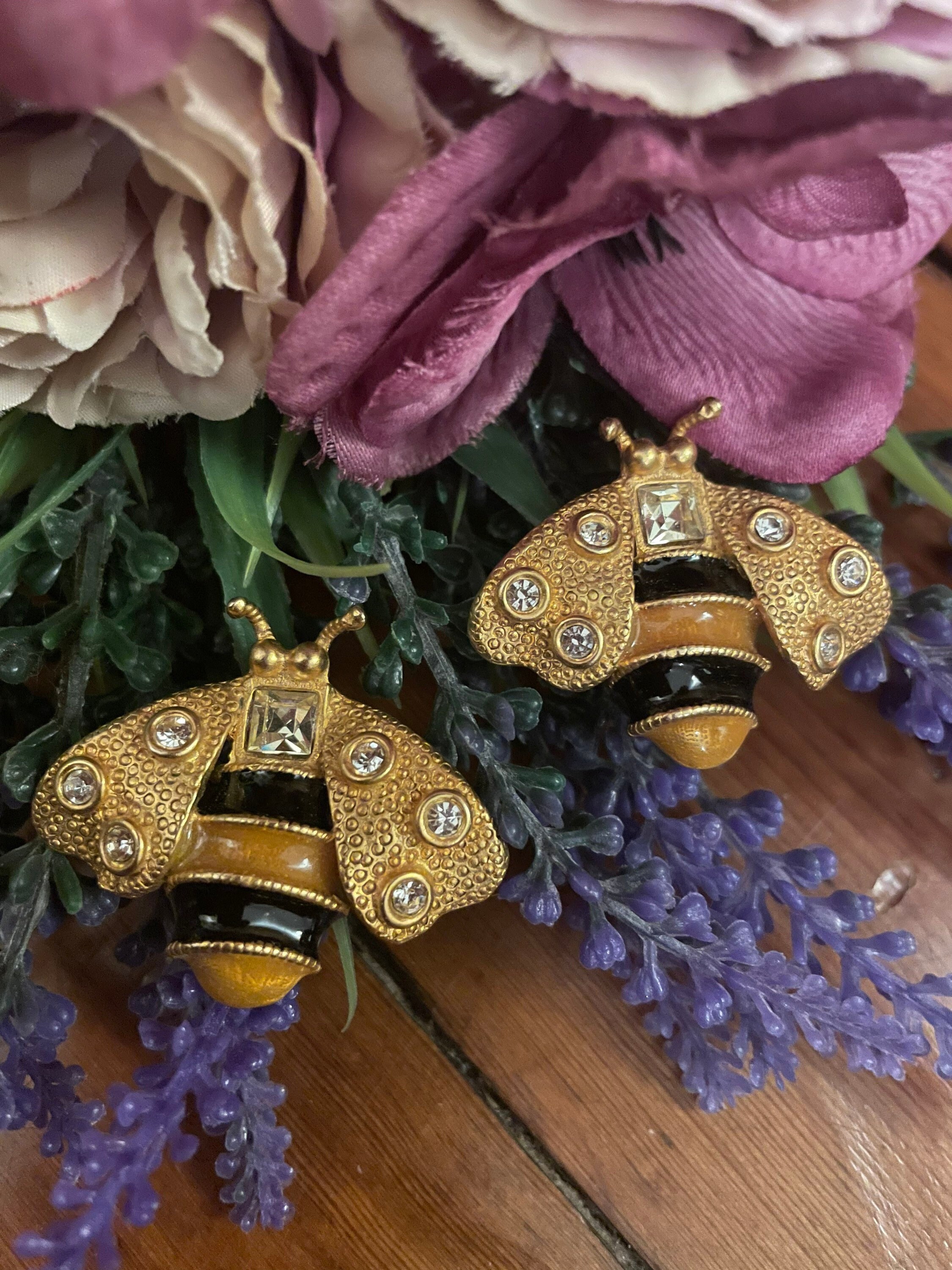 Vintage Signed Gerard Yosca Bumble Bee Clip on Earrings - Etsy