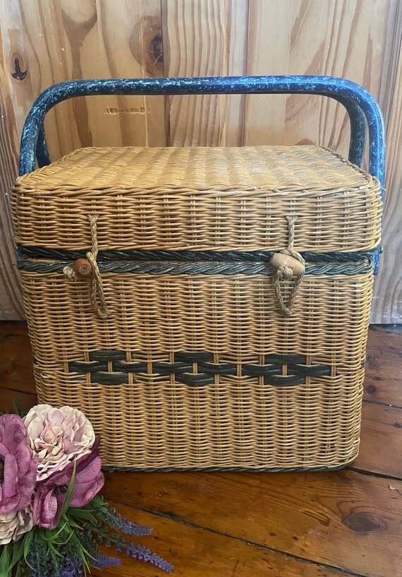 美品　Vintage picnic  Basket Picnic Handle Single basket 小物入れ