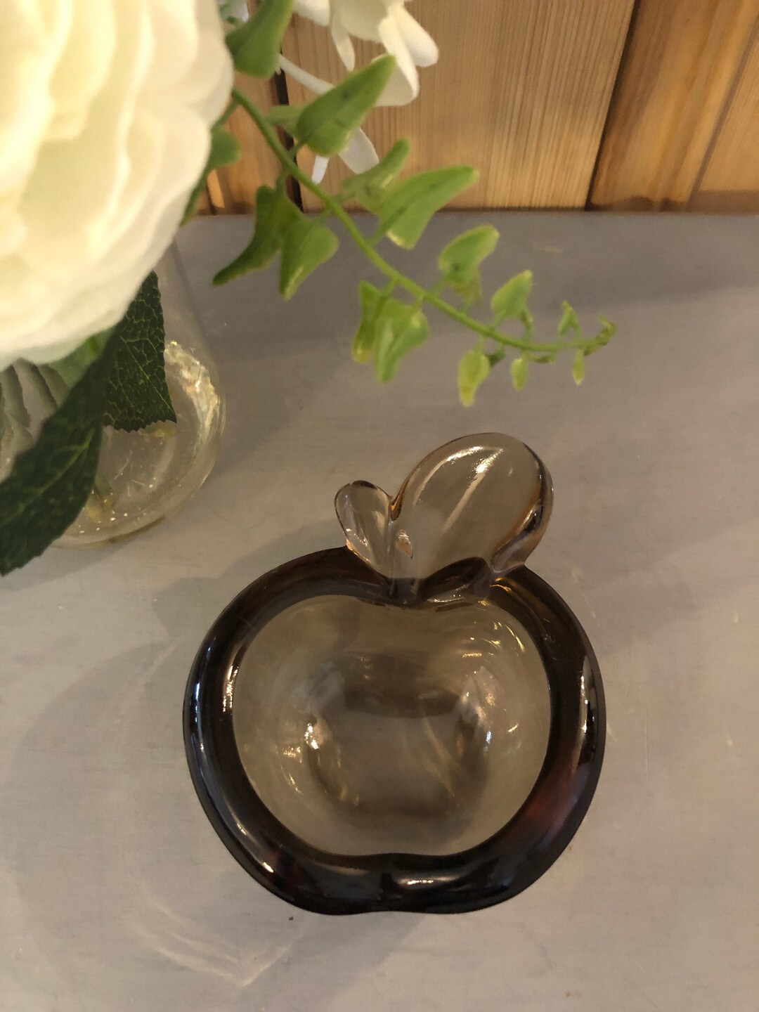 Vintage Chunky Glass Apple Ashtray Etsy