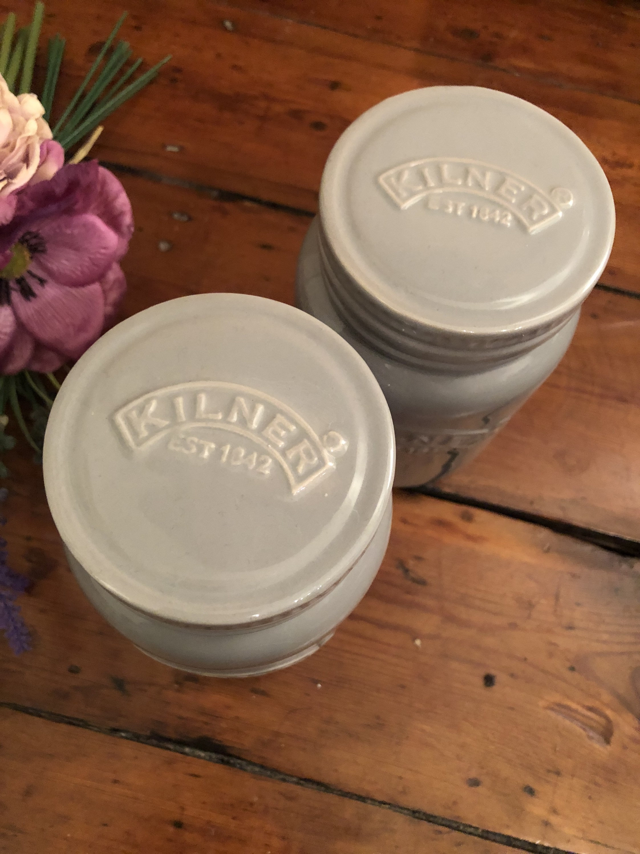 Set of Two Grey Ceramic Kilner Jars Etsy