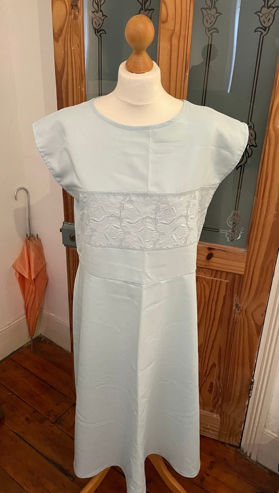 Vintage Dress with Sheer Floral Embroidered Panel