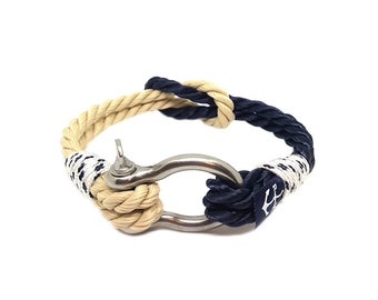 Reef Knot Nautical Rope Bracelet , Unisex Bracelet ,Sailor Bracelet ,Shackle Bracelet , Surfer Bracelet
