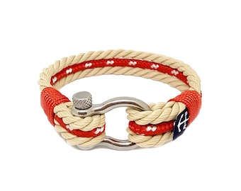 Handmade Nautical Rope Bracelet, Unisex Stainless Steel Shackle