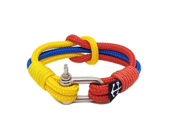 Romania Nautical Orange and Blue Bracelet, Handmade Rope Bracelet, Unisex Bracelet, Surfer Bracelet