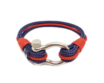 Handmade Nautical Rope Bracelet, Blue and Red, Unisex