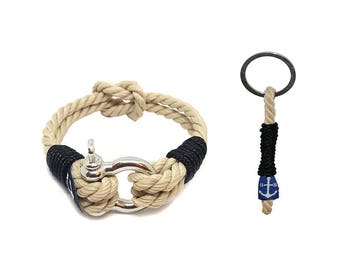 Classic Rope Handmade Bracelet & Keychain BM , Surfer Keychain , Boat Keychains , Nautical Bracelets