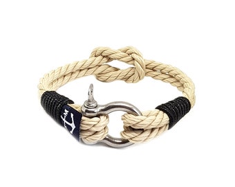 Reef Knot Nautical Rope Bracelet , Unisex Bracelet ,Sailor Bracelet ,Shackle Bracelet , Surfer Bracelet