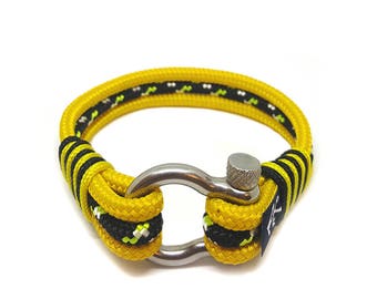 Black & Yellow Bran Marion Nautical Bracelet  | Beach Bracelet | bracelet nautique | pulsera de cordón | Schnur Armband