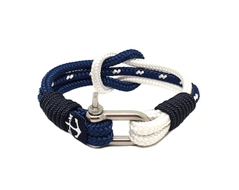 Nautical Rope Bracelet, Stainless Steel Shackle, Sailor Gift