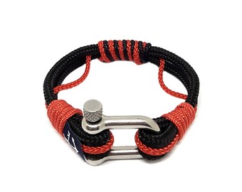 Handmade Nautical Rope Bracelet, Red & Black Sailor Jewelry