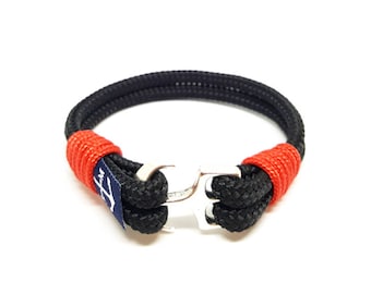 Black and Red Nautical Rope Bracelet by Bran Marion , Unisex Bracelet ,Anchor Bracelet , Surfer Bracelet