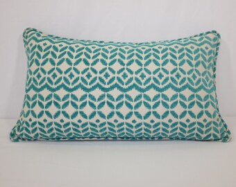 Pillow cover - Teal and Gray - Lumbar Pillow Cover