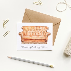 Friends Couch Card, Merci d'avoir été là, Carte pour un ami attentionné, Carte orange