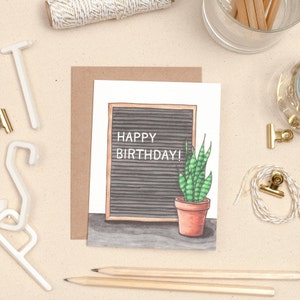 Tarjeta de cumpleaños del tablero de cartas, tarjeta de felicitación del tablero de cartas, planta de serpiente, tarjeta amante de las plantas, tarjeta de cumpleaños amante de las plantas, tarjeta de cumpleaños de la dama de la planta