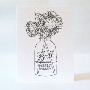 Carte à colorier - livre de coloriage pour adulte - tournesols, bricolage, papier aquarelle, crayon de couleur, aquarelle, marqueur et stylo - papeterie illustrée