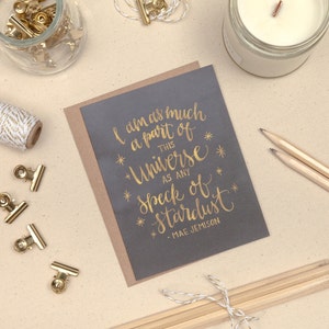 Stardust Card, Mae Jemison Quote Card, Astronomy Card, Universe Quote Card, Stardust Quote, Hand Lettered Quote, Watercolor Card, Art Card