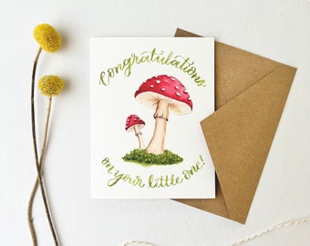 New Baby Mushroom Card - Congratulations on Your Little One - Baby Mushroom Card