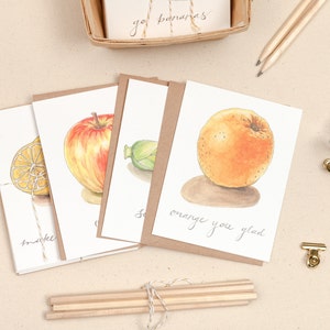 One A Day: A2 Apple Note card Watercolor and Hand Lettered Illustration Get Well Card Teacher gift Doctor gift Apple Still Life image 3