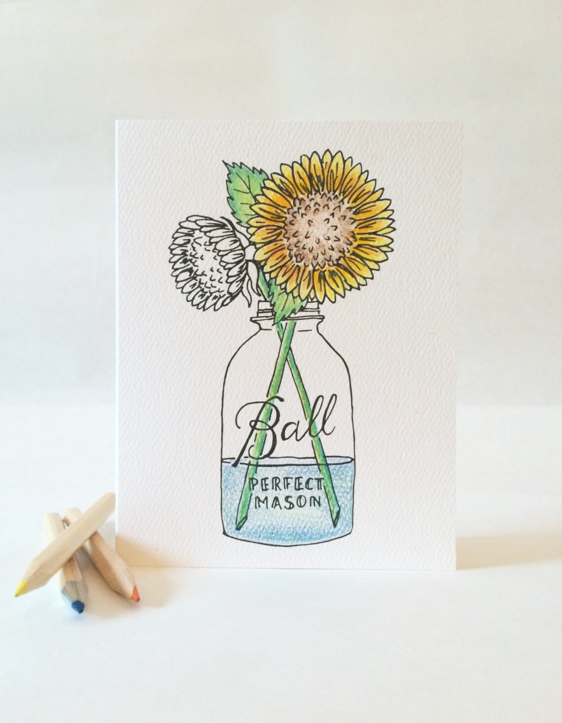 Coloring Card Adult Coloring Book Sunflowers, DIY, Watercolor Paper, Colored Pencil, Watercolor ...