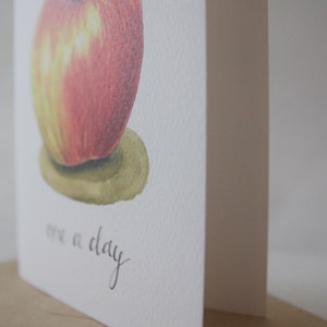 One A Day: A2 Apple Note card Watercolor and Hand Lettered Illustration Get Well Card Teacher gift Doctor gift Apple Still Life image 6