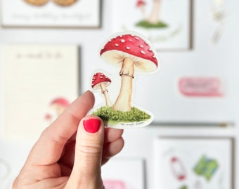 Mushroom Vinyl Sticker - Red Mushroom Pair