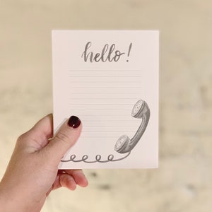 Hello Notepad, Secretary Gift, Administrative Assistant Gift, Vintage Telephone Note Pad, Rotary Phone, Stationery Gift