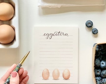 Eggcetera Grocery List Notepad, Brown Eggs Notepad, Egg Puns, Foodie Gift, Food Pun Grocery List, Punny Notepad, Watercolor Eggs, Note pad