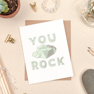 Sie rocken Karte, Wortspiel, modern, minimalistisch, Ermutigungskarte, Geologie, Geologen-Wortspiel, Geologenkarte, Musikerkarte, Musik-Wortspielkarte