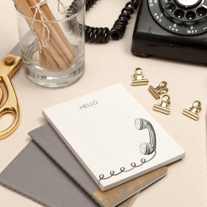 Hello Note Pad Vintage Telephone Notepad Rotary Phone Etsy