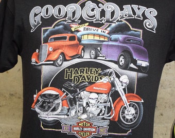 Vintage Harley Davidson Good Ol' Days 1988 Tee Shirt Single Stitch Dealer 3D Emblem Medium rare