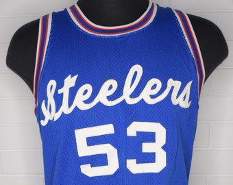 vintage Steelers Basketball High School University maillot de médaillé en tricot sable des années 70, taille 44