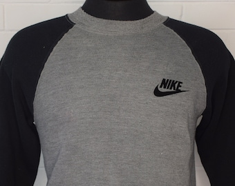 Vintage 80's Nike Blue Tag Gray Black USA Made Sweatshirt Small