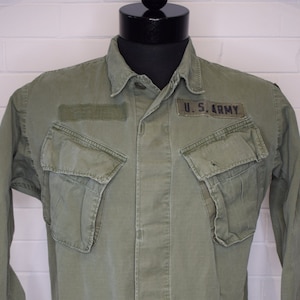 Vintage 1969 Vietnam us army Ripstop Poplin Class 1 Shirt Jacket 60&#39;s Small-Long
