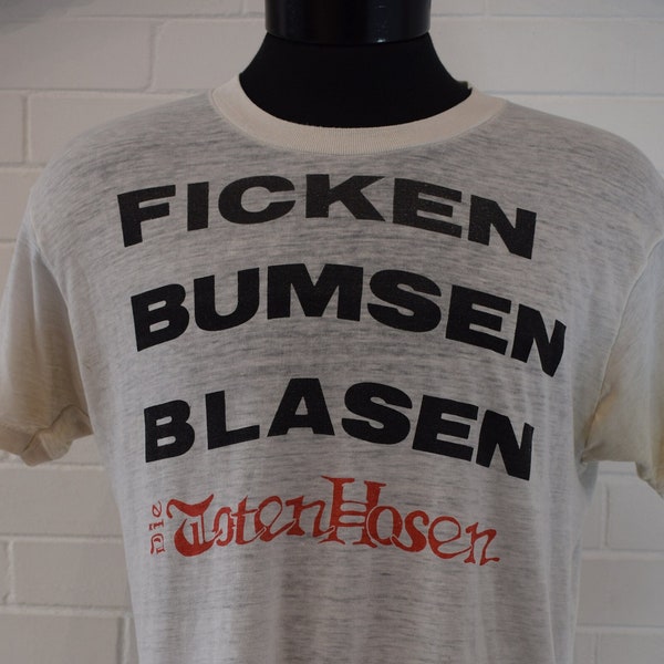 Vintage Die Toten Hosen Ficken Bumsen Blasen German Punk Band T-Shirt 80's L/XL