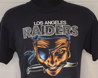 90s NFL LOS ANGELES RAIDERS Tシャツ シングル Vintage 1990 Los Angeles Raiders Pirate Knife NFL Single
