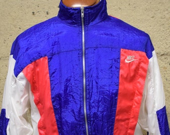Vintage Nike International Windbreaker Blue Pink White Jacket 90's Large