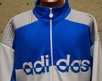 Vintage Adidas Zip Up Hip hop  Track Jacket Sweatshirt 1980s XXL