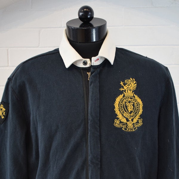 Vintage Ralph Lauren Polo Rugby Special Issue MMVII Thermal Lined Zip Sweater Jacket 90's XL