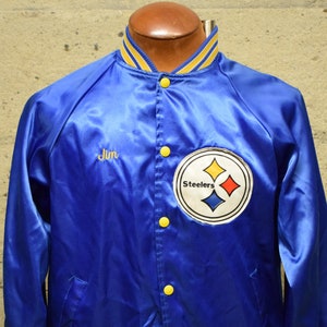 Vintage Pittsburgh Steelers Wear Guard NFL Satin Bomber Jacket 80&#39;s Medium