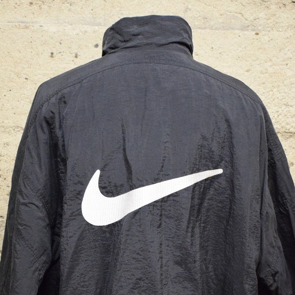 Vintage Nike Big Swoosh Logo Reversible White Tag Puffer Coat Jacket 90's XXL