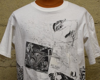 Vintage M.C. Escher 1991 Art Andazia USA Made T-Shirt 90's XL