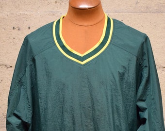 Vintage "NIKE" Windbreaker Green Yellow Pullover Jacket Center Swoosh 90's XXL