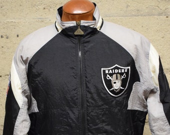 Vintage Oakland Raiders Black Full Zip NFL Team Jacket Small rare Easy E