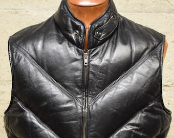 Leather Puffer Vest - Etsy