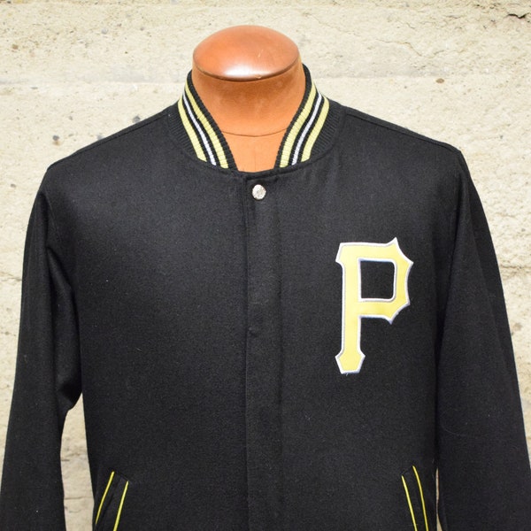 Pittsburgh Pirates JH Design Chaqueta reversible de lana con logotipo bordado, color negro, grande